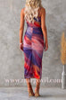 Side Split Ruched Mesh Tie Dye Midi Cami Dress