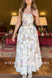 Margovil Spaghetti Strap Floral Print Bustier A-line Maxi Dress