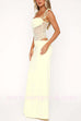 Margovil Tie Shoulder Cut Out Lace Splice Maxi Cami Dress