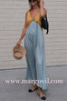 Margovil V Neck Color Block Sleeveless Maxi Swing Dress