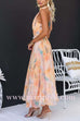 Halter Neck Open Back Waisted Watercolor Print Maxi Dress