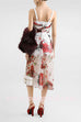 Floral Print Ruched Crop Cami Top and High Waist Midi Skirt Set