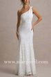 One Shoulder Sleeveless Floral Lace Maxi Dress