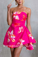 Strapless Floral Print A-line Mini Dress