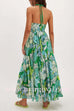 Margovil Halter V Neck Backless Floral Print Maxi Vacation Dress