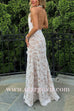 Halter Open Back High Slit Lace Cheongsam Maxi Dress