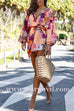 Wrap V Neck Long Sleeves Tie Waist Floral Print Romper