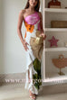 One Shoulder Side Draped Ruffle Slit Floral Print Maxi Dress