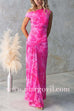 Asymmetric Shoulder Ruched Waist Floral Print Maxi Dress