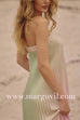 Margovil Strapless Color Block Gradient Pleated Maxi Dress