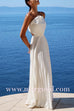 Elegant Strapless Open Back Shell Pleated Maxi Dress