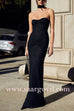 Margovil Strapless Ruched Glitter Mesh Bodycon Maxi Gown
