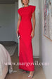 Crewneck Short Sleeves Maxi Party Dress