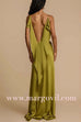 Margovil High Slit Back Drape Cascading Satin Maxi Cami Dress