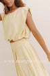 Round Neck Solid Balloon Crop Top