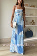 Ric Rac Straps Bow Back Cut Out Printed Swing Maxi Cami Dress