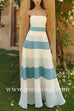 Strapless Color Block A-line Swing Maxi Dress