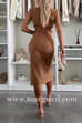 Margovil Crewneck Sleeveless Slit Bodycon Midi Dress
