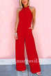 Sleeveless Halter Waisted Wide Leg Jumpsuit