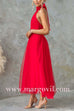 Margovil Bow Knot Halter Open Back Tulle Maxi Dress