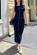 Margovil Sleeveless Button Down Knit Bodycon Maxi Dress
