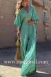 V Neck Flare Sleeves Color Block Wide Leg Jumpsuit