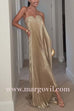 V Neck Strapless Pleated Maxi Party Dress
