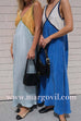 Margovil V Neck Color Block Sleeveless Maxi Swing Dress
