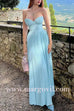 Margovil Strapless V Neck Corset Pleated Maxi Dress