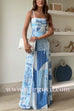 Ric Rac Straps Bow Back Cut Out Printed Swing Maxi Cami Dress