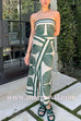 Strapless Wrap Front Slit Print Maxi Dress