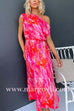 One Shoulder Tie Waist Slit Tie Dye Maxi Dress