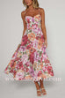 Spaghetti Strap High Waist Floral Print Midi Dress