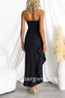 Elegant Strapless Ruched Slit Maxi Dress