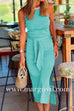 Margovil Halter Sleeveless Tie Waist Side Split Dress