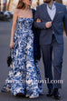Margovil Strapless Back Lace-up Print Maxi Party Dress