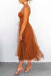 Margovil Open Back Waisted Swing Maxi Cami Tulle Dress