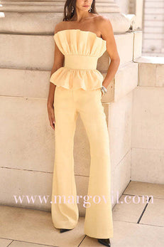 High Waist Pocketed Bell Bottom Pants