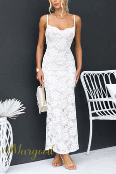 Margovil Floral Lace Bodycon Maxi Cami Dress