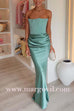 Margovil Strapless Ruched Satin Splice Bodycon Maxi Dress(in 5 Colors!)