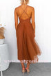 Margovil Open Back Waisted Swing Maxi Cami Tulle Dress