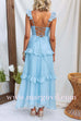Backless Lace-up Ruffle Trim Sleeveless Maxi Dress
