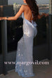 Margovil Halter Cowl Neck Open Back Sequin Maxi Party Dress
