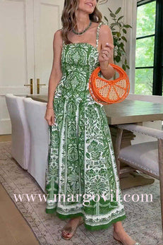 Strappy Backless Botanical Garden Print Maxi Dress