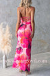 Backless Lace-up Floral Print Bodycon Maxi Cami Dress