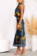 Mockneck Sleeveless Waisted Floral Midi Dress