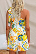 Abstract Print Bow Knot One Shoulder Crop Top Elastic Waist Shorts Set