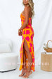 Margovil One Shoulder Side Split Printed Cami Maxi Dress