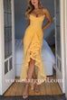 Margovil Spaghetti Strap Draped Front Ruffle Trim Maxi Dress