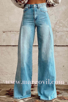Margovil Distressed Wide Leg Casual Denim Pants